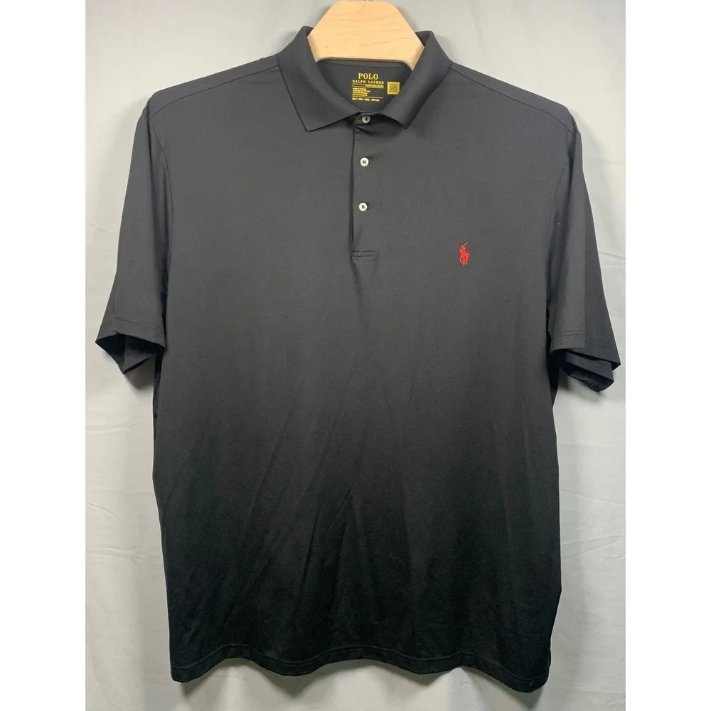 Polo Ralph Lauren Performance Shirt Mens 2XLT Black Red Pony Short Sleeve Polo